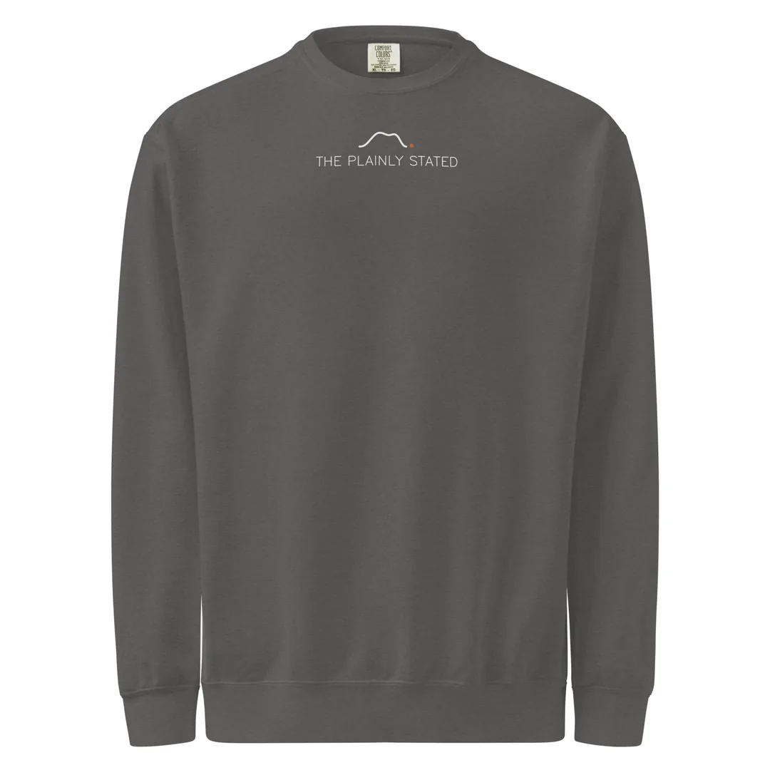 The Plainly Stated Crewneck, front